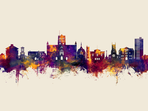 St Albans England Skyline Cityscape Poster Art Print