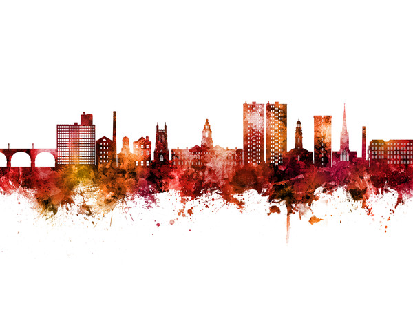 Stockport England Skyline Cityscape Poster Art Print