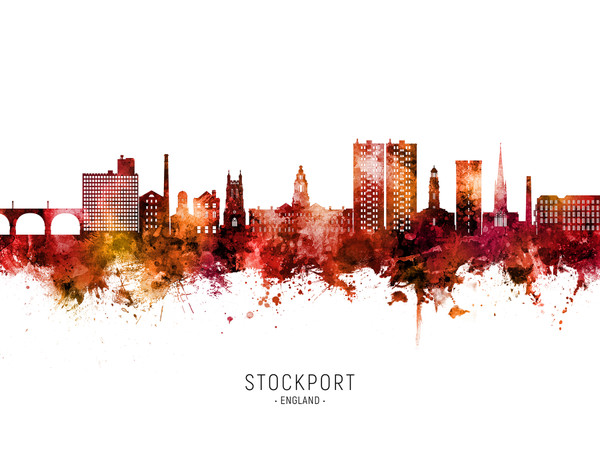Stockport England Skyline Cityscape Poster Art Print