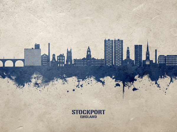 Stockport England Skyline Cityscape Poster Art Print