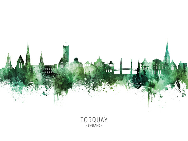 Torquay England Skyline Cityscape Poster Art Print