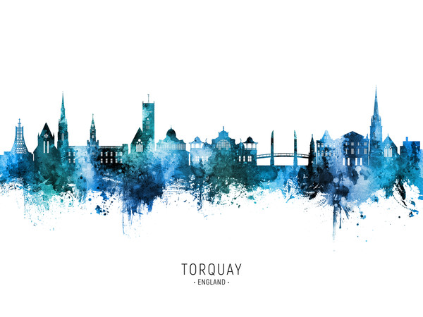 Torquay England Skyline Cityscape Poster Art Print