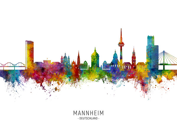Mannheim Deutschland Skyline Cityscape Poster Art Print