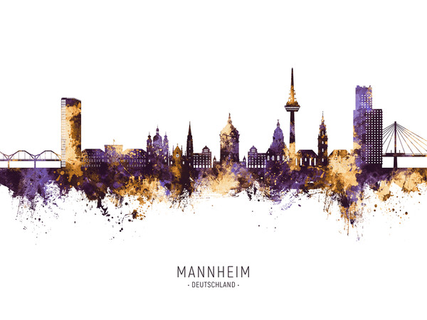 Mannheim Deutschland Skyline Cityscape Poster Art Print