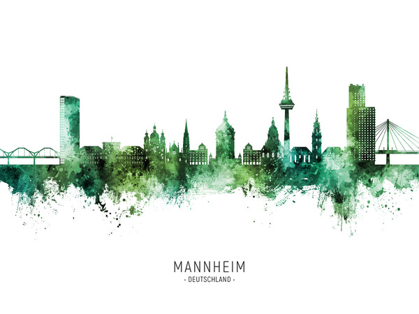 Mannheim Deutschland Skyline Cityscape Poster Art Print