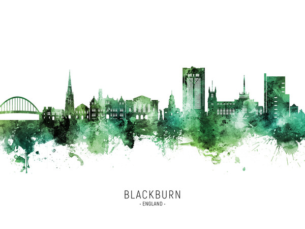 Blackburn England Skyline Cityscape Poster Art Print