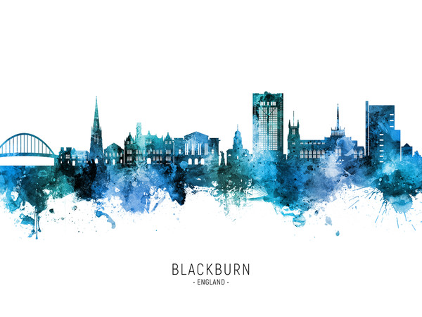 Blackburn England Skyline Cityscape Poster Art Print