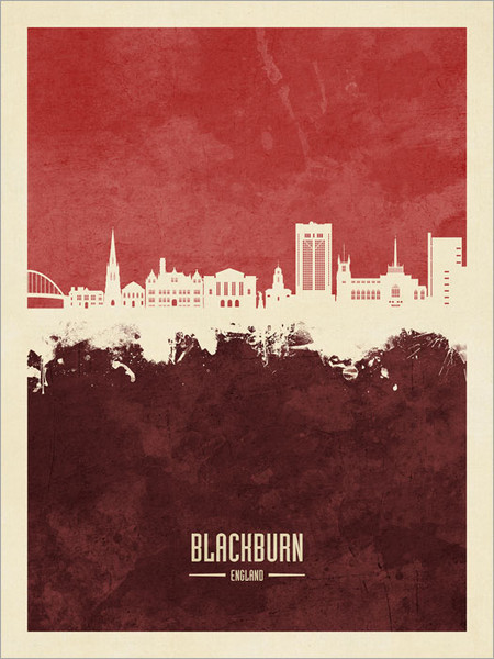 Blackburn England Skyline Cityscape Poster Art Print