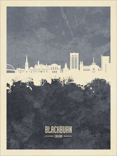 Blackburn England Skyline Cityscape Poster Art Print