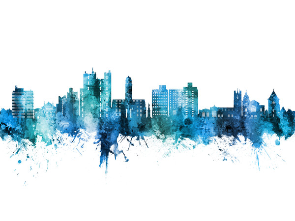 Luton England Skyline Cityscape Poster Art Print