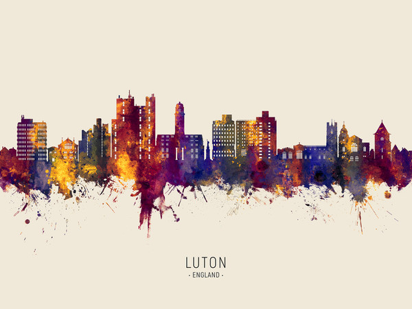 Luton England Skyline Cityscape Poster Art Print