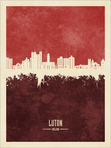 Luton England Skyline Cityscape Poster Art Print