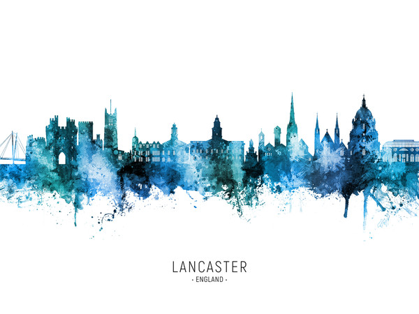 Lancaster England Skyline Cityscape Poster Art Print