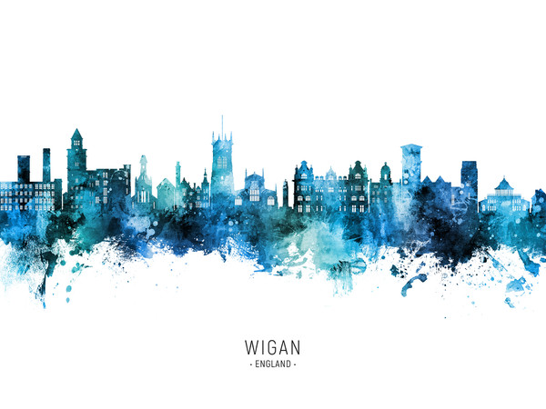 Wigan England Skyline Cityscape Poster Art Print