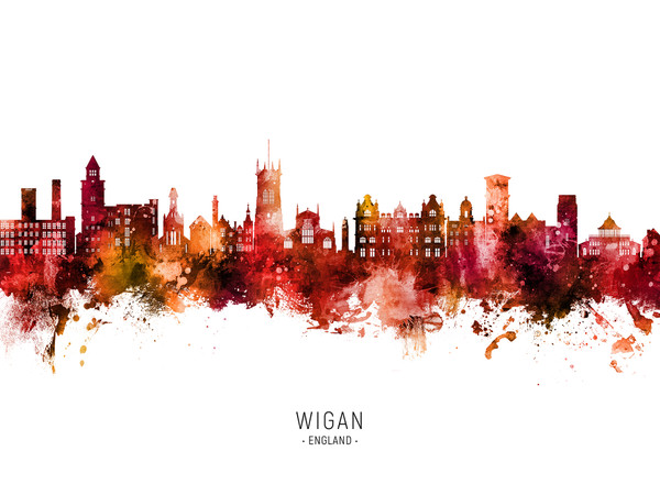 Wigan England Skyline Cityscape Poster Art Print