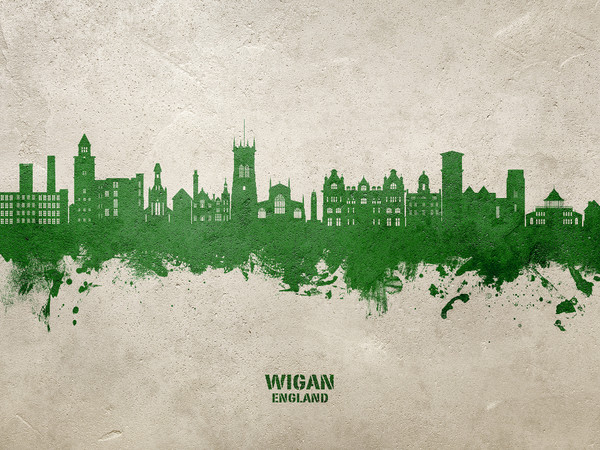 Wigan England Skyline Cityscape Poster Art Print