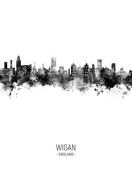 Wigan England Skyline Cityscape Poster Art Print