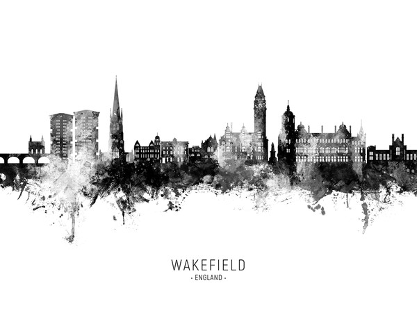 Wakefield England Skyline Cityscape Poster Art Print