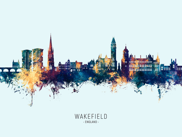 Wakefield England Skyline Cityscape Poster Art Print