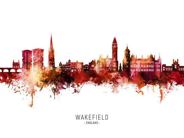 Wakefield England Skyline Cityscape Poster Art Print