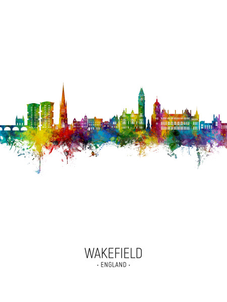 Wakefield England Skyline Cityscape Poster Art Print