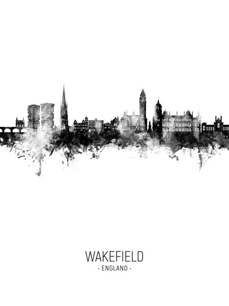 Wakefield England Skyline Cityscape Poster Art Print