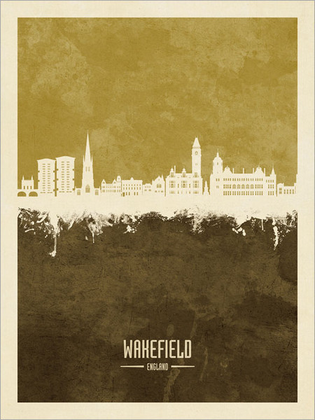 Wakefield England Skyline Cityscape Poster Art Print