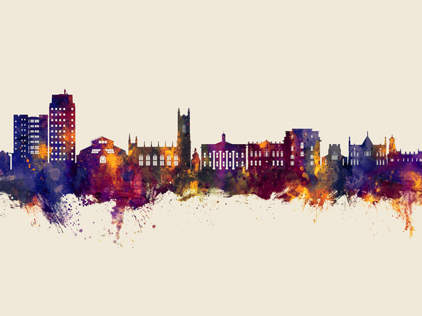 Oldham England Skyline Cityscape Poster Art Print