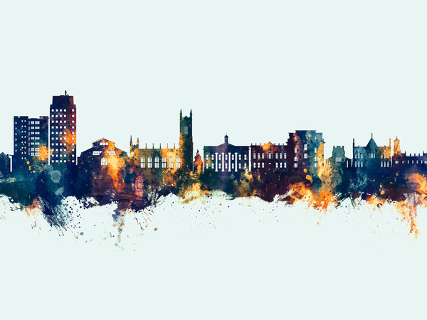 Oldham England Skyline Cityscape Poster Art Print