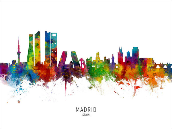 Madrid Spain Skyline Cityscape Poster Art Print