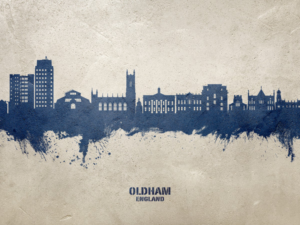 Oldham England Skyline Cityscape Poster Art Print