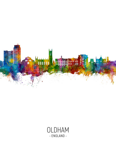 Oldham England Skyline Cityscape Poster Art Print