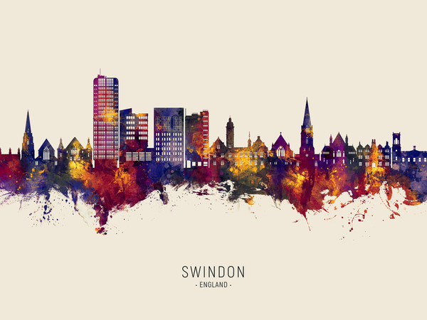 Swindon England Skyline Cityscape Poster Art Print