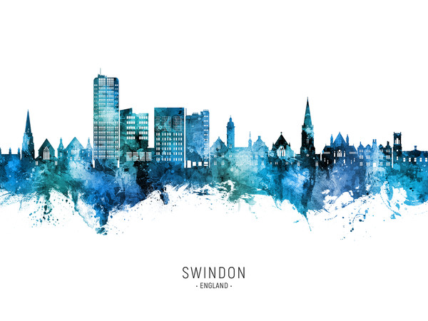 Swindon England Skyline Cityscape Poster Art Print