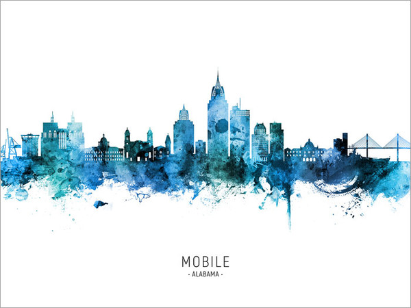 Mobile Alabama Skyline Cityscape Poster Art Print