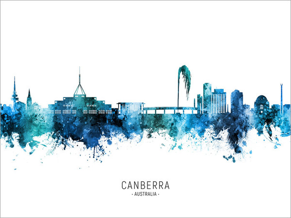 Canberra Australia Skyline Cityscape Poster Art Print