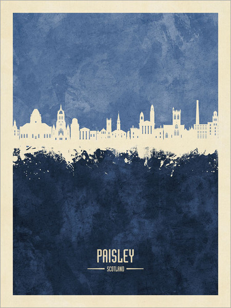 Paisley Scotland Skyline Cityscape Poster Art Print