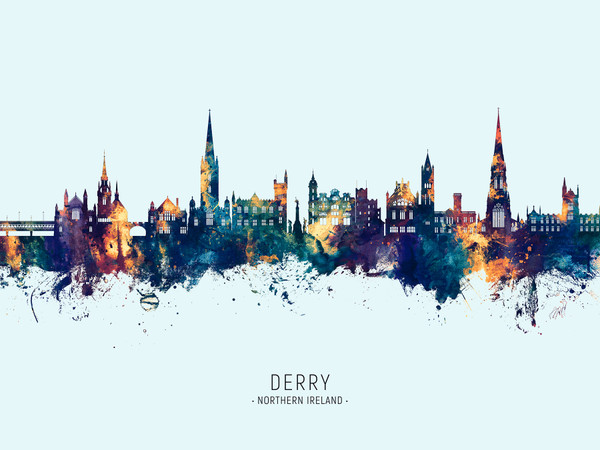 Derry Northern Ireland Skyline Cityscape Poster Art Print