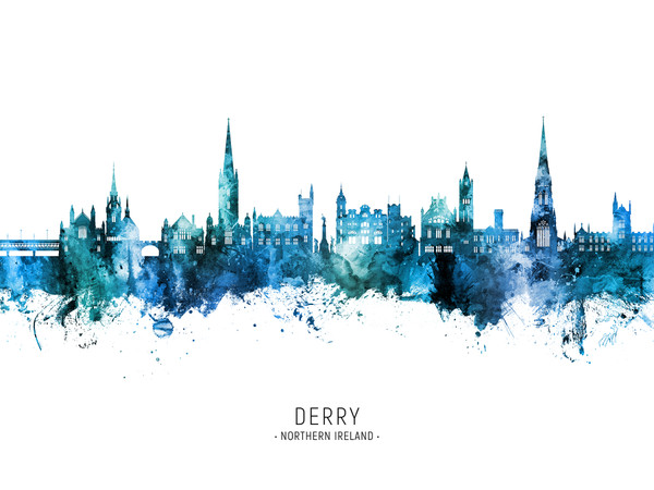 Derry Northern Ireland Skyline Cityscape Poster Art Print