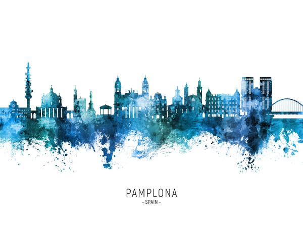 Pamplona Spain Skyline Cityscape Poster Art Print