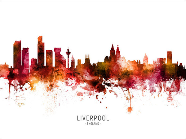 Liverpool England Skyline Cityscape Poster Art Print