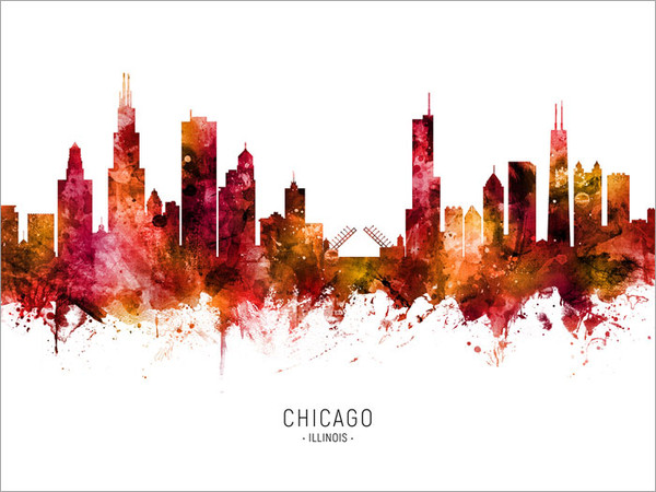 Chicago Illinois Skyline Cityscape Poster Art Print