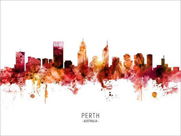 Perth Australia Skyline Cityscape Poster Art Print