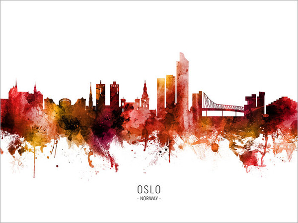 Oslo Norway Skyline Cityscape Poster Art Print