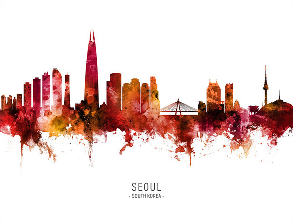 Seoul South Korea Skyline Cityscape Poster Art Print