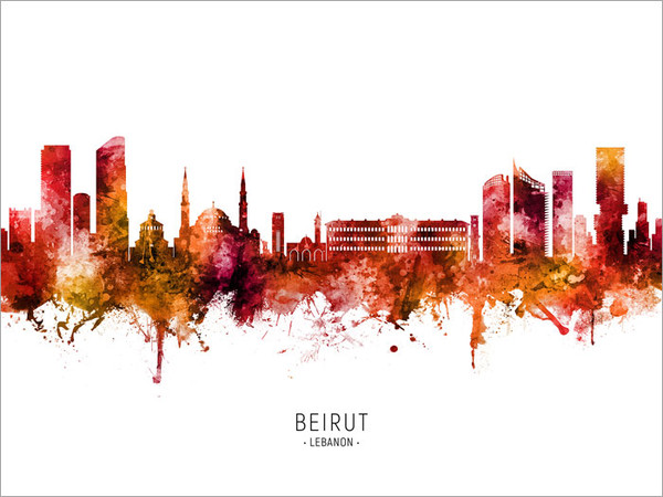 Beirut Lebanon Skyline Cityscape Poster Art Print