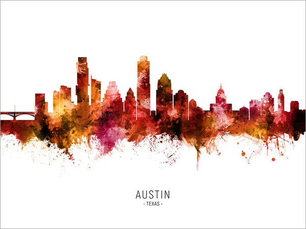 Austin Texas Skyline Cityscape Poster Art Print