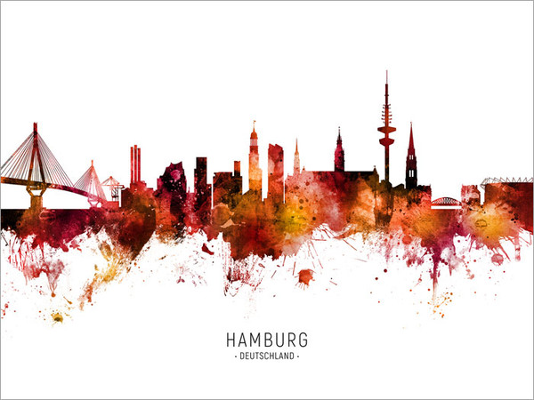 Hamburg Deutschland Skyline Cityscape Poster Art Print