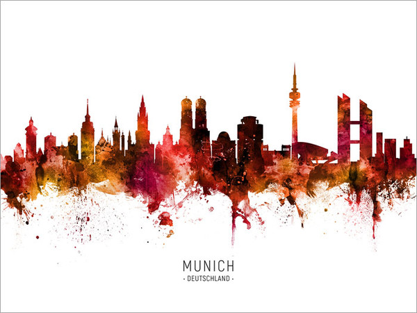 Munich Deutschland Skyline Cityscape Poster Art Print