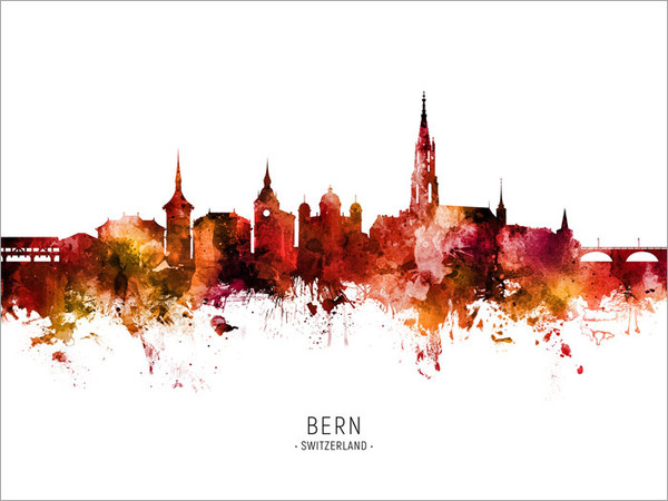 Bern Switzerland Skyline Cityscape Poster Art Print